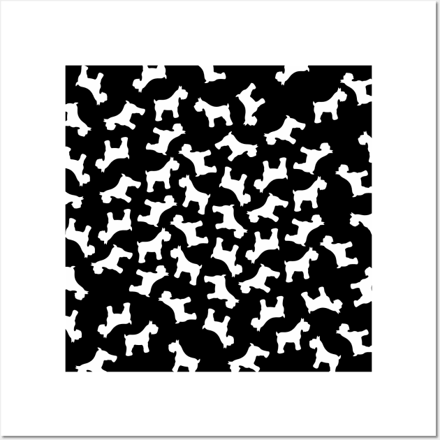 Schnauzer White Pattern Wall Art by XOOXOO